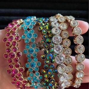 Crystal Tennis Bracelet - Pink, Turquoise, Multi, Clear